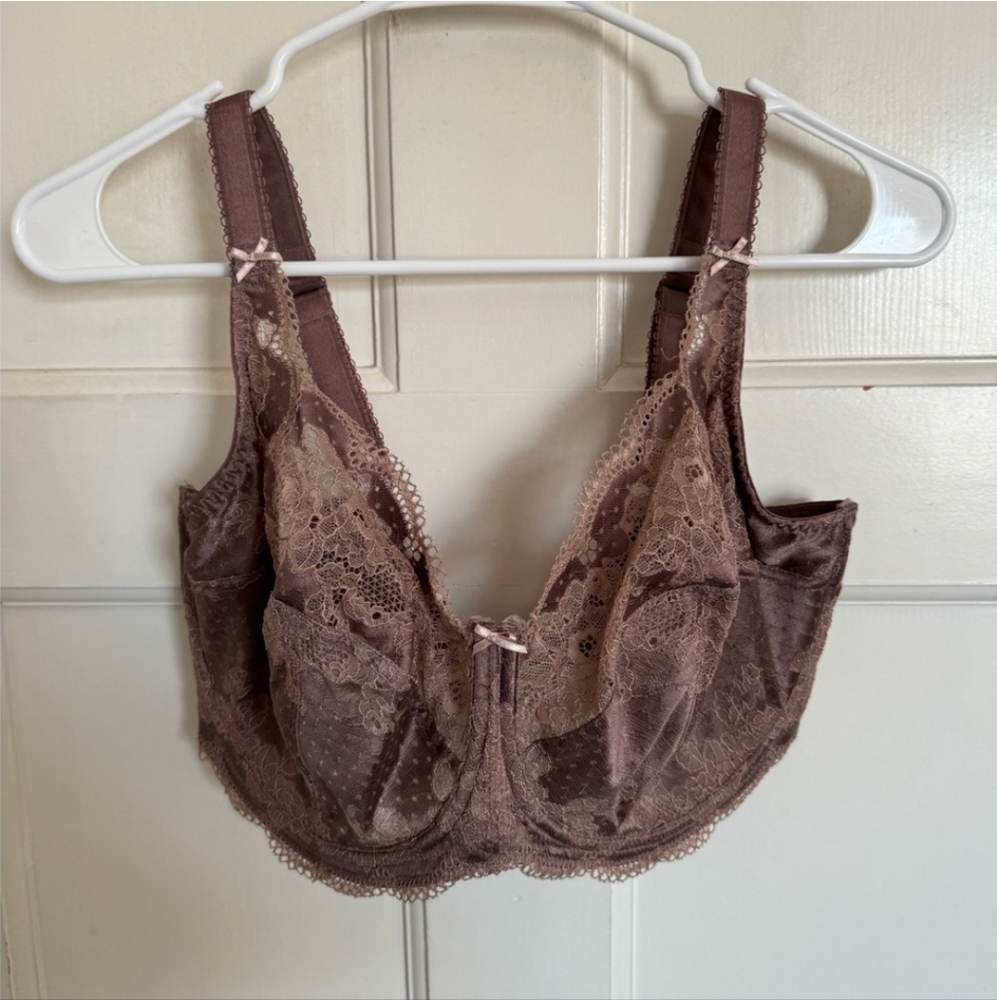 Panache taupe mauve lace underwire bra size 38G